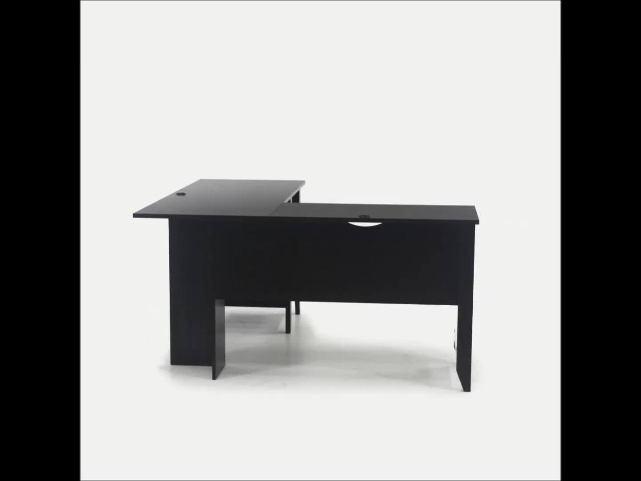 thumbnail video image 2 of Sauder Shoal Creek L-Shaped Desk, Jamocha Wood Finish, 2 of 12