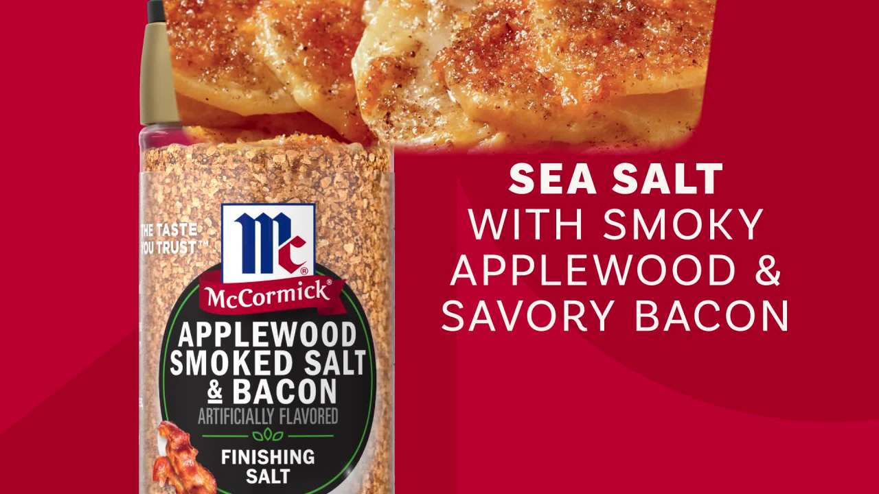 thumbnail video image 2 of McCormick Applewood Smoked Salt and Bacon Finishing Salt, 3.32 oz Bottle, 2 of 20