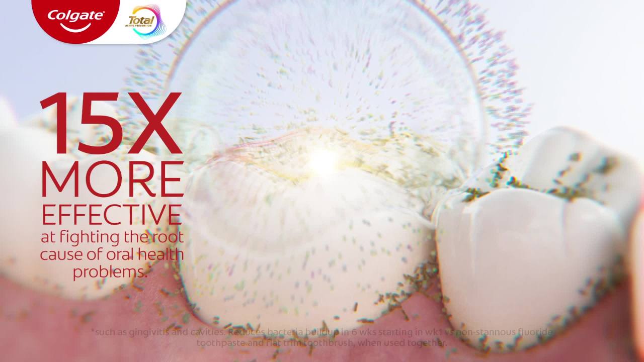 thumbnail video image 2 of Colgate Total Active Prevention Whitening Toothpaste, Mint, 2 Pack, 5.1 oz, 2 of 18