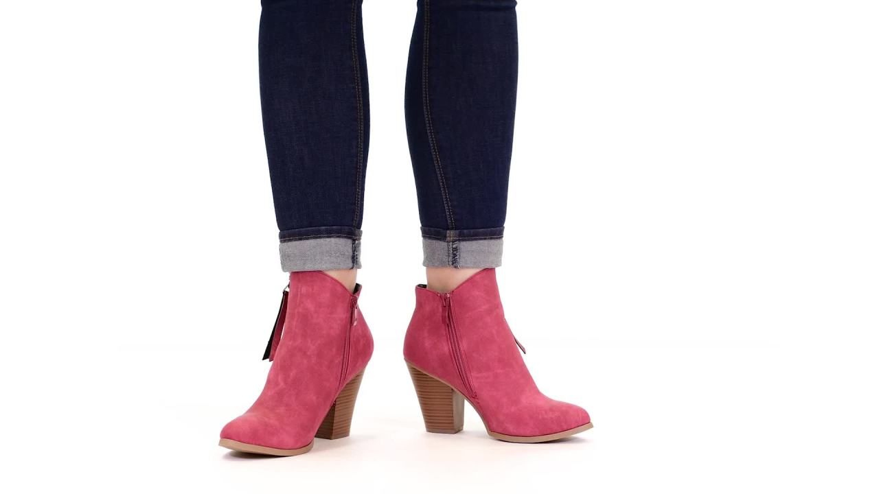 thumbnail video image 2 of Journee Womens Vally Inside Zip Stacked Heel Booties, Widths Available, 2 of 10