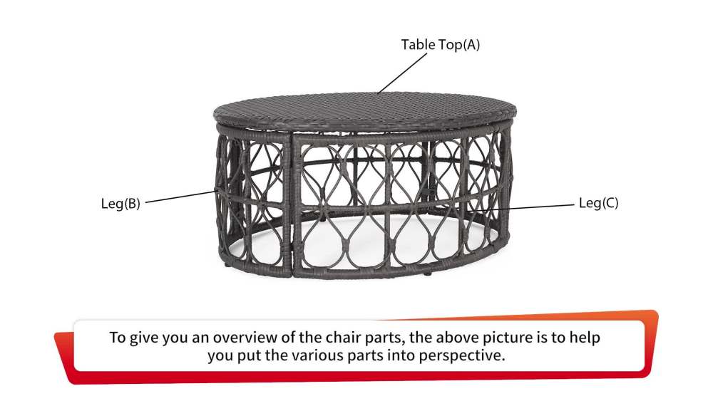 GDF Studio Colmar Outdoor Wicker Coffee Table, Faux Rattan and Iron, Gray - image 2 of 9