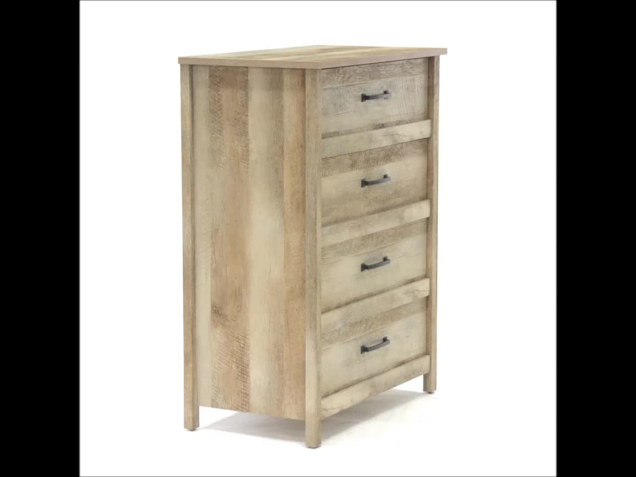 thumbnail video image 2 of Sauder Cannery Bridge 4-Drawer Dresser, Lintel Oak Finish, 2 of 7