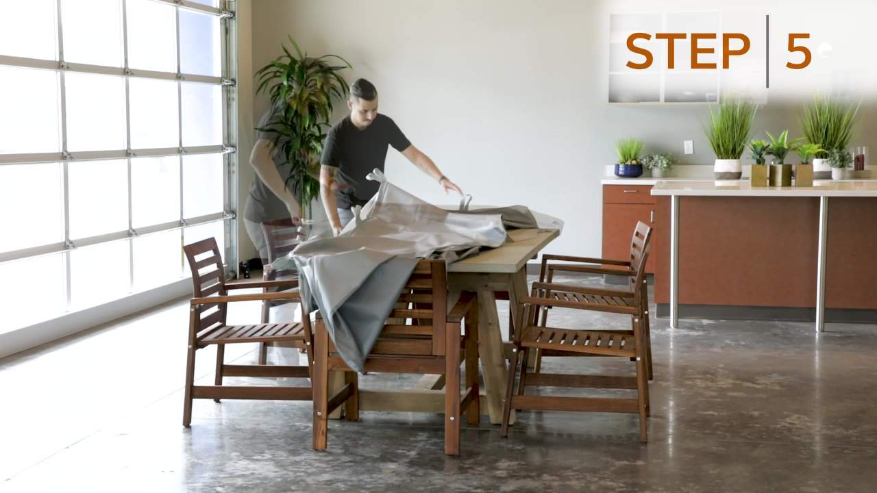 thumbnail video image 2 of Classic Accessories Storigami Water-Resistant 108 Inch Easy Fold Rectangle/Oval Table & Chairs Cover, Monument Grey, 2 of 22