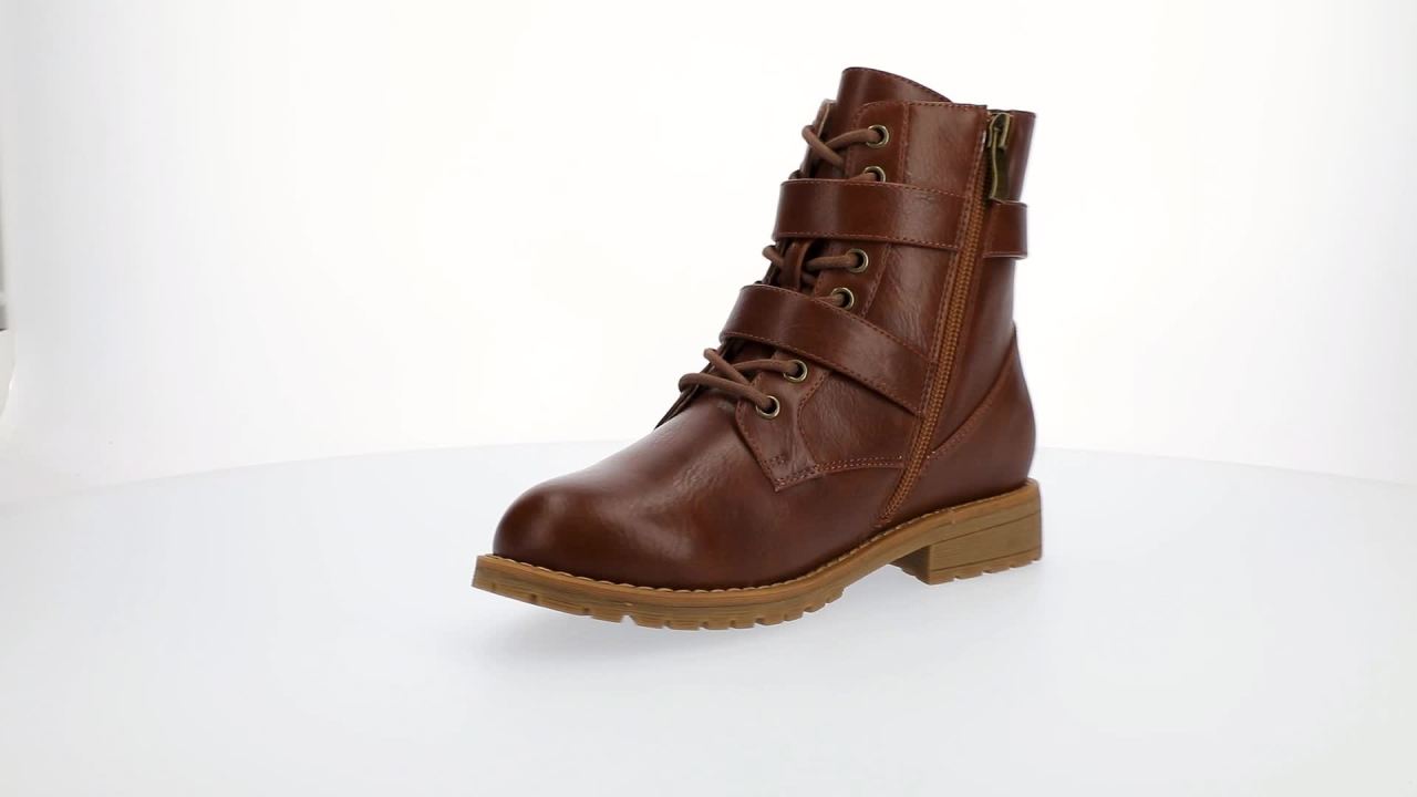 thumbnail video image 2 of Journee Juliah Lace-up Buckle Detail Round Toe Casual Comfort Block Heel Ankle Boots, 2 of 9