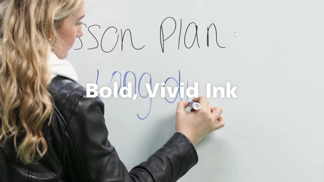 thumbnail video image 2 of Expo Low Odor Dry Erase Markers, Chisel Tip, Assorted, 36 Count, 2 of 11