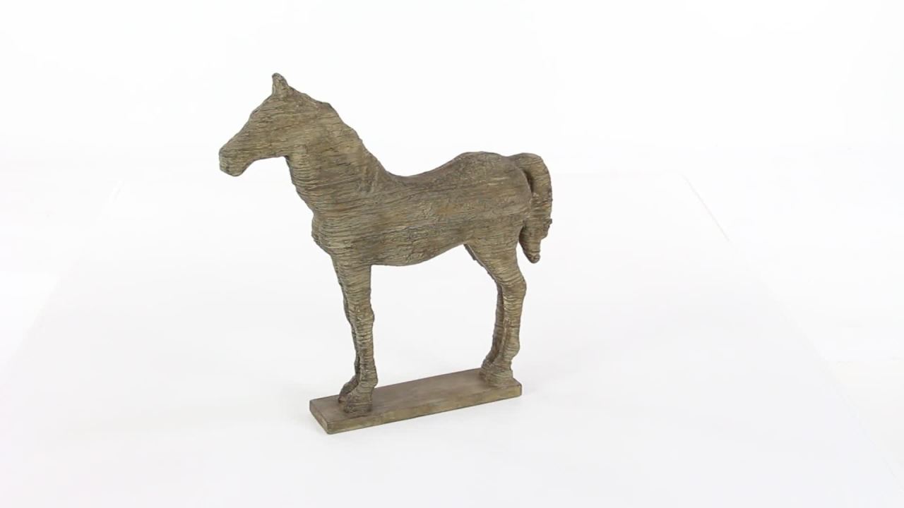 thumbnail video image 2 of 12" x 19" Beige Polystone Horse Sculpture, by DecMode, 2 of 10