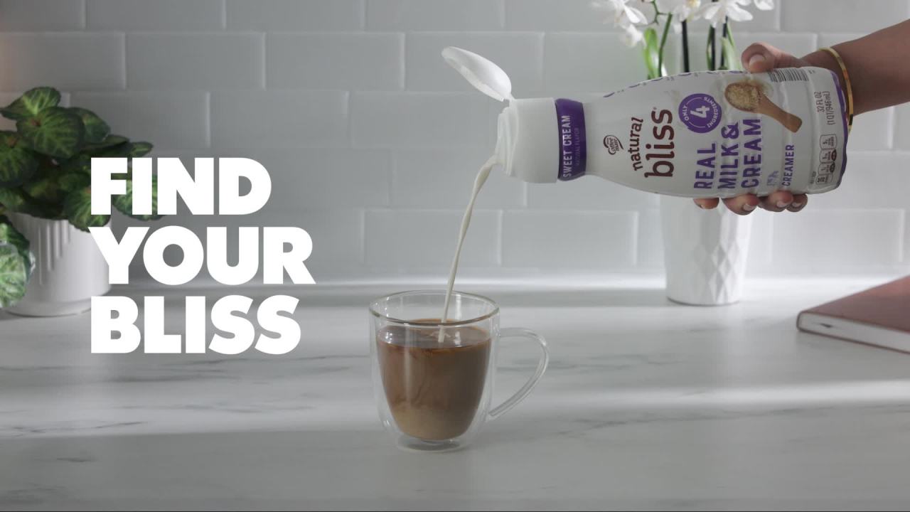 thumbnail video image 2 of Coffee mate Natural Bliss, Sugar Free, Cinnamon Coffee Cake, Dairy, Refrigerated Creamer, 32 fl oz Bottle, 2 of 13