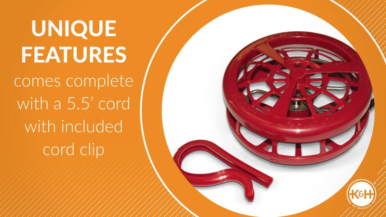 thumbnail video image 2 of K&H Pet Products Ultimate Stock Tank Deicer w/ Cord Clip Red 1000 Watts, 2 of 11