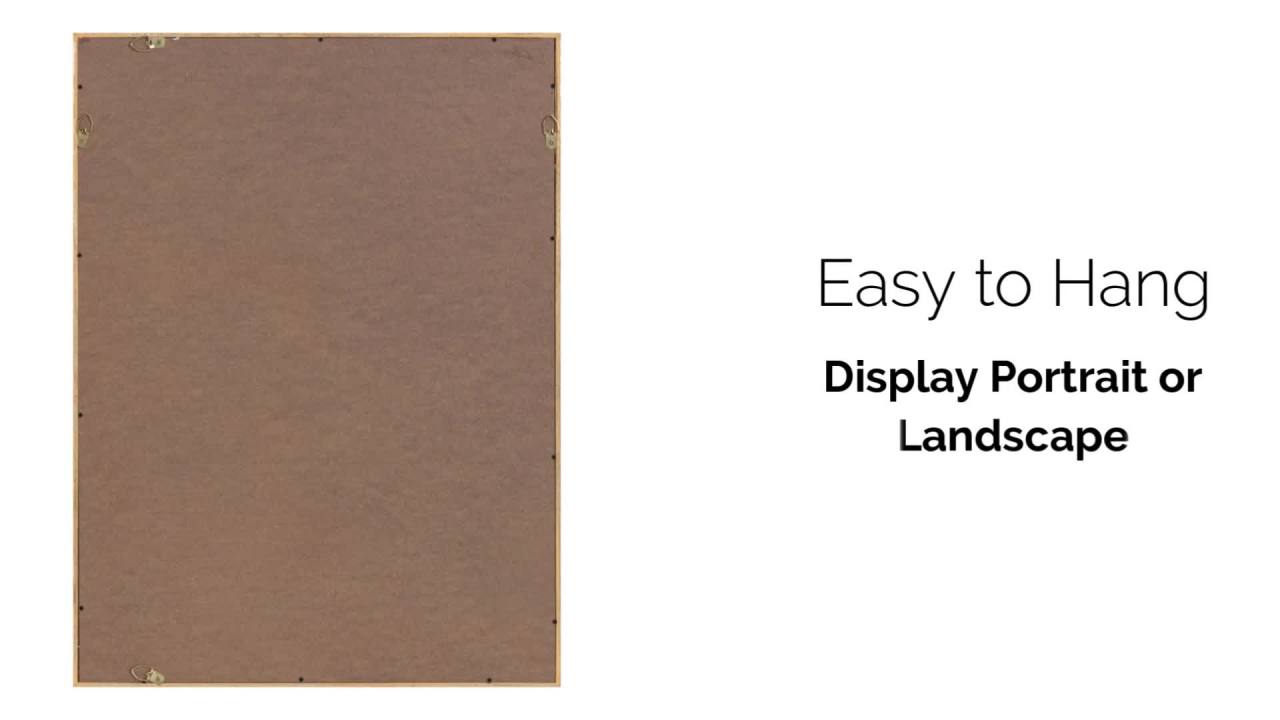 thumbnail video image 2 of Kate and Laurel Travis Modern Wall Mirror, 16 x 48, Gold, Transitional Rectangle Mirror for Wall, 2 of 6
