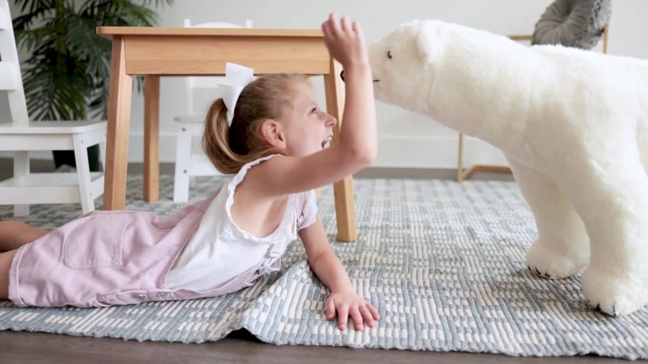 thumbnail video image 2 of Melissa & Doug Giant Polar Bear - Lifelike Stuffed Animal (nearly 3 feet long) , White, 2 of 10