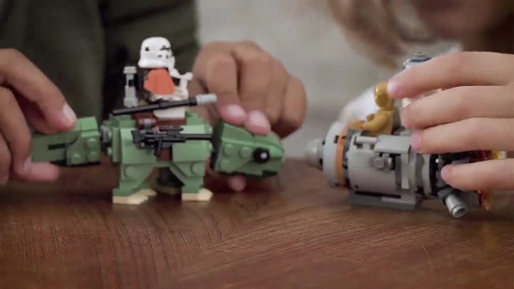 thumbnail video image 2 of LEGO Star Wars Escape Pod vs. Dewback Microfighters 75228 Collectible Droid Building Set, 2 of 8