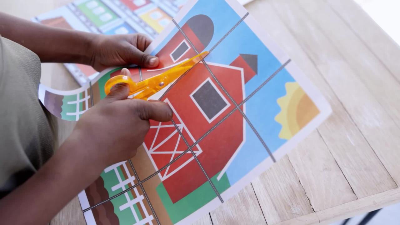 thumbnail video image 2 of Melissa & Doug Scissor Skills Activity Book With Pair of Child-Safe Scissors (20 Pages), 2 of 10