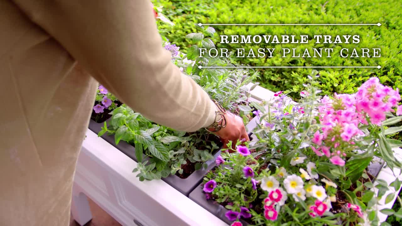 thumbnail video image 2 of Step2 Atherton 24" Tall Raised Classic White Outdoor Resin Planter Box, 2 of 28