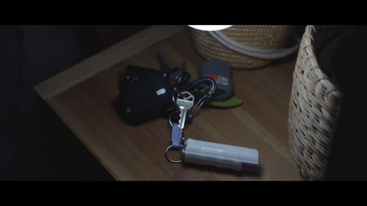 thumbnail video image 2 of SABRE Pepper Spray with Glow in the Dark Case and Quick Release Keychain, 1 Ct, Pocket Pepper Sprays, 2 of 9