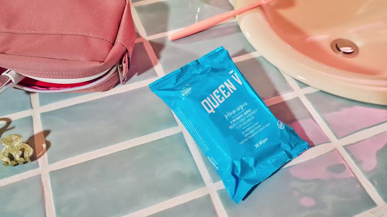 thumbnail video image 2 of Queen V Feminine Hygiene Wet Wipes, PH Balanced, Convenient Resealable Pack, 30 Count, 2 of 12