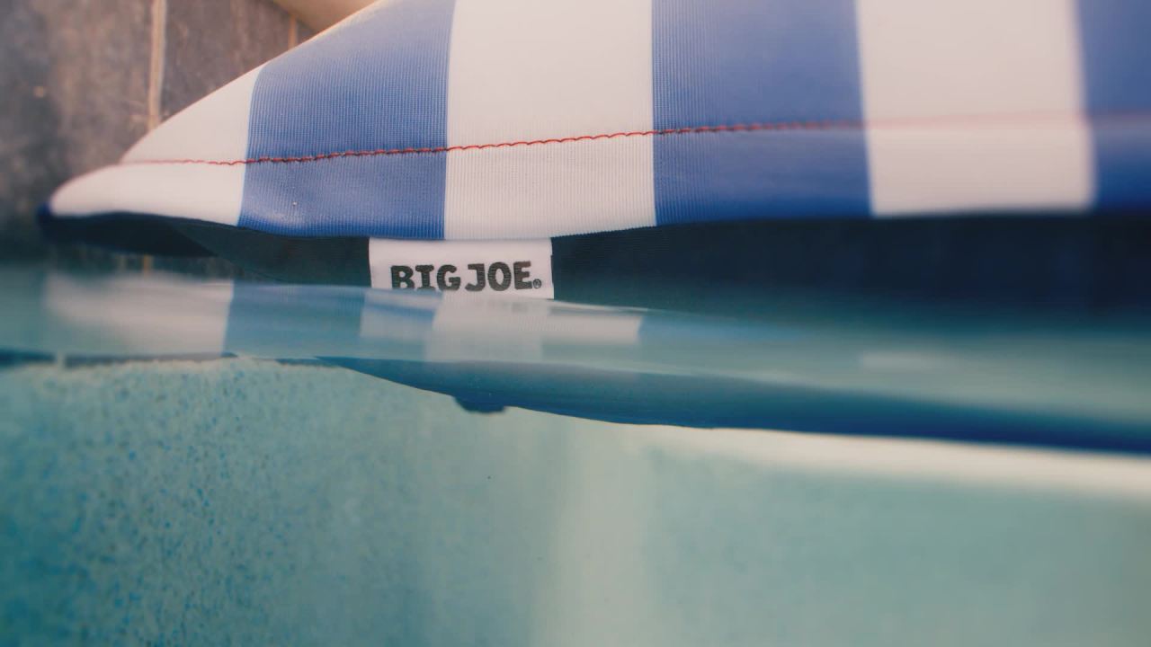 thumbnail video image 2 of Big Joe Lagoon Lounger No Inflation Needed Pool Float, Americana Nautical Stripe Double Sided Mesh, Quick Draining Fabric, 5 feet Giant, 2 of 9