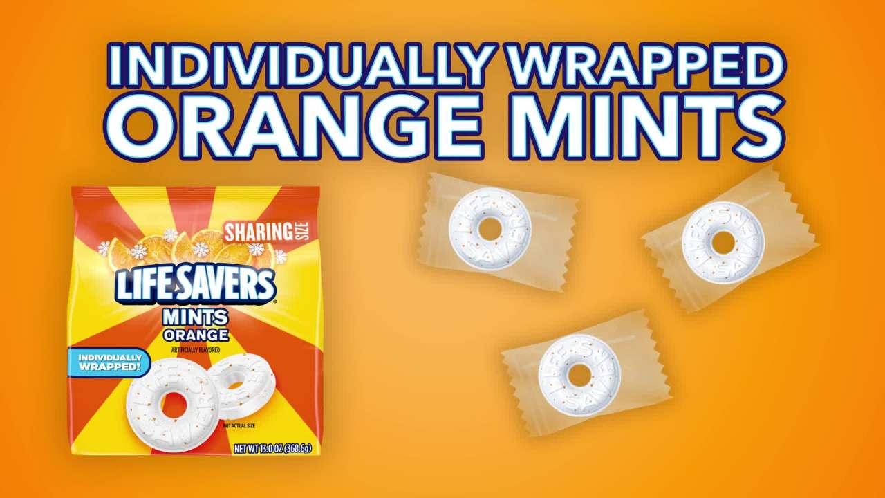 thumbnail video image 2 of Life Savers Orange Breath Mint Hard Candy, Sharing Size - 13 oz Bag, 2 of 13