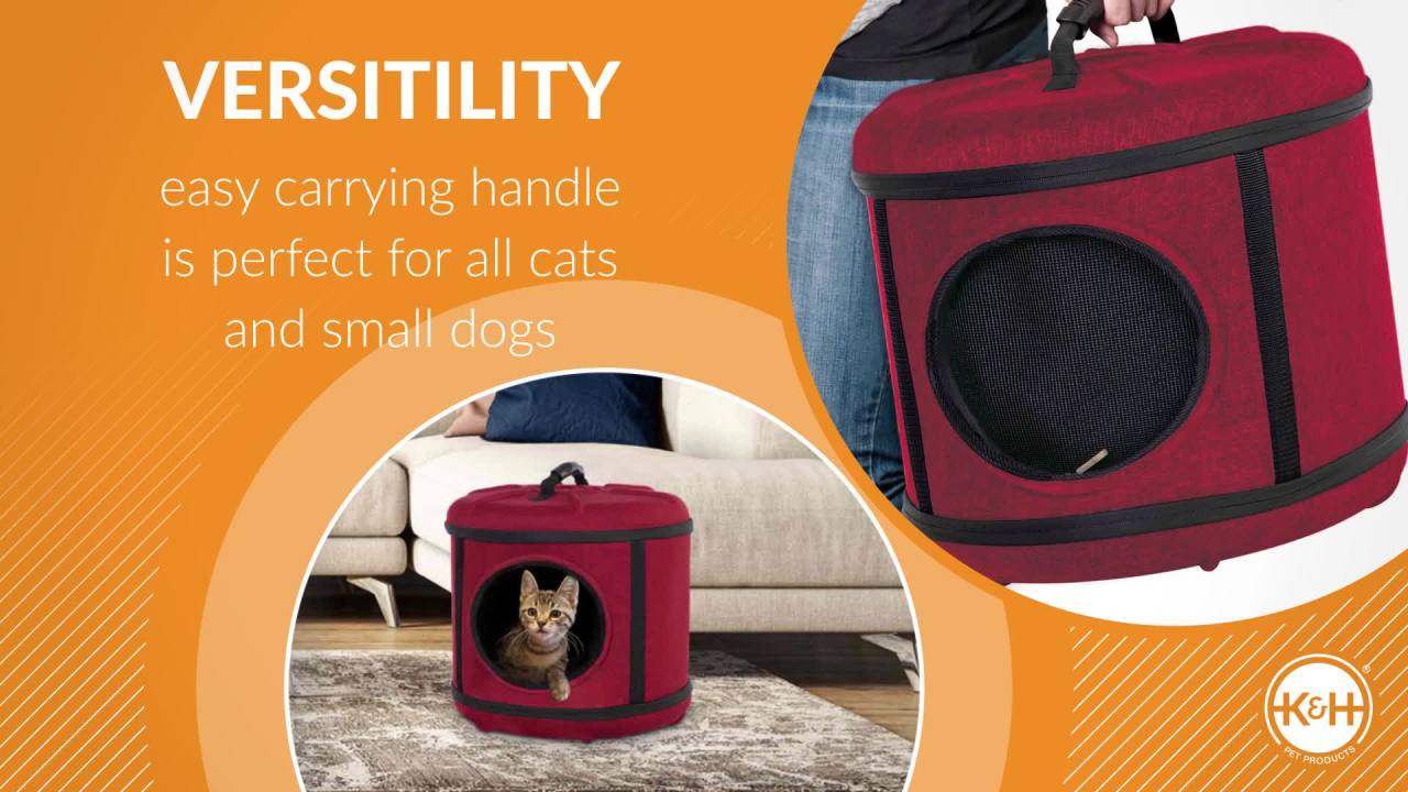 thumbnail video image 2 of K&H Pet Products Mod Capsule Soft-Sided Pet Carrier for Cats Classy Red 17 x 17 x 15.5 Inches, 2 of 9