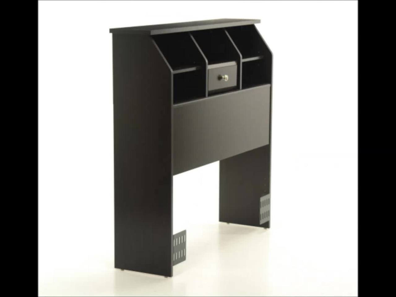 thumbnail video image 2 of Sauder Shoal Creek Bookcase Twin Headboard, Jamocha Wood Finish, 2 of 6