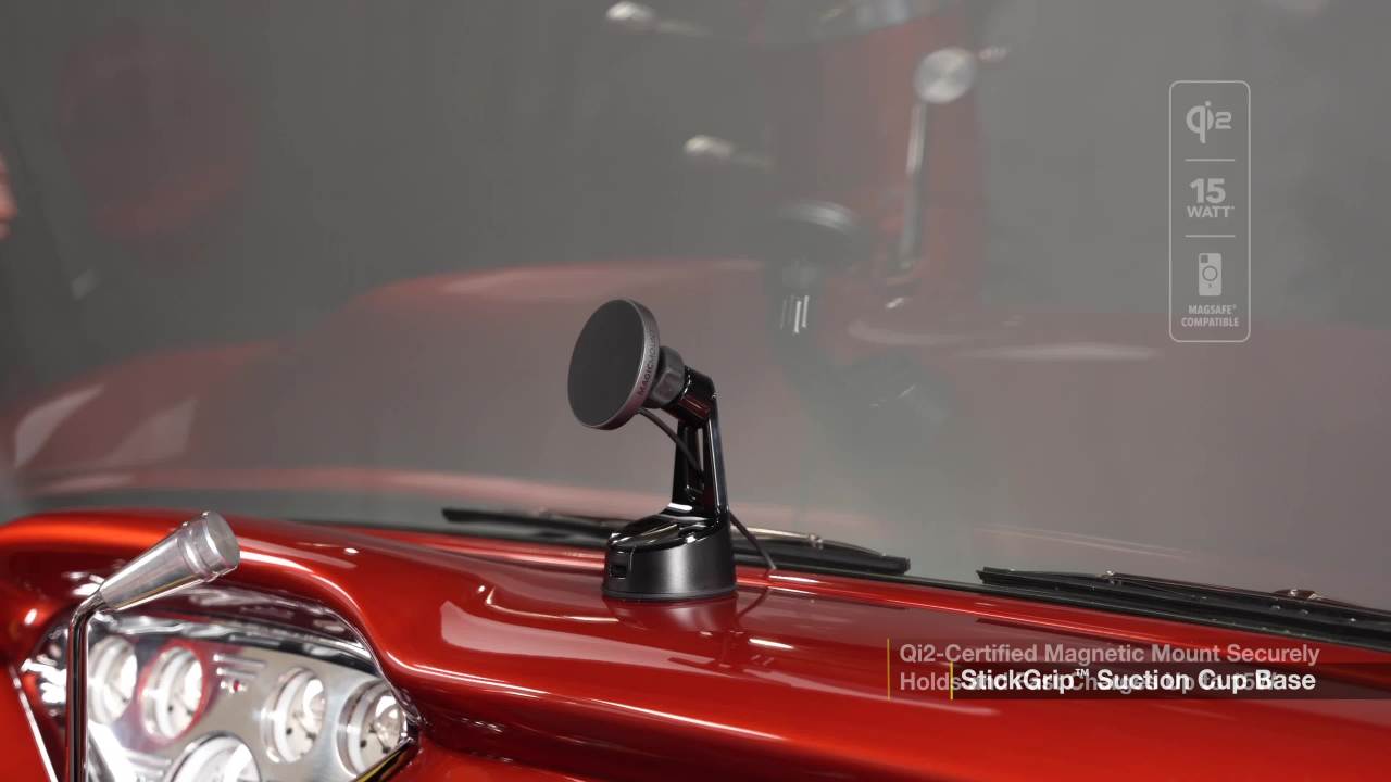 thumbnail video image 2 of Scosche MPQMRWD-SP 15W MagicMount™ Charge Pro Qi2 MagSafe Magnetic Wireless Charging Dash/Windshield, 2 of 9