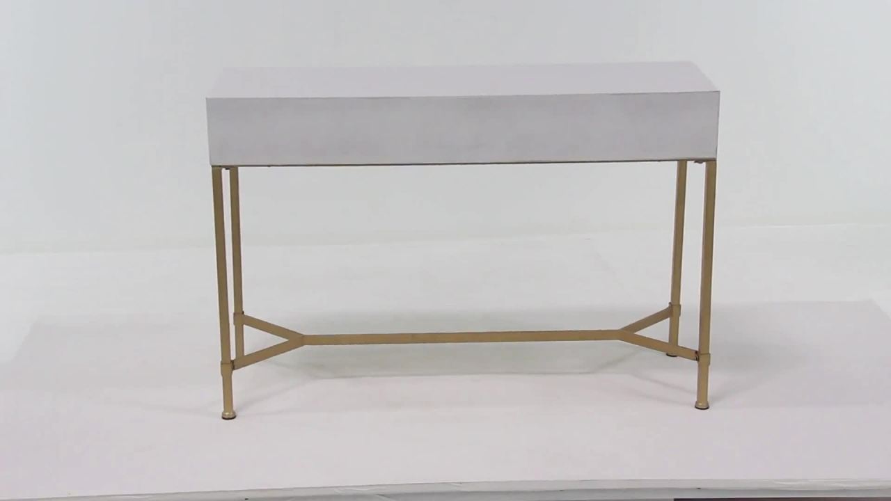 thumbnail video image 2 of DecMode 47" x 31" White Wood 2 Drawers Console Table, 1-Piece, 2 of 16
