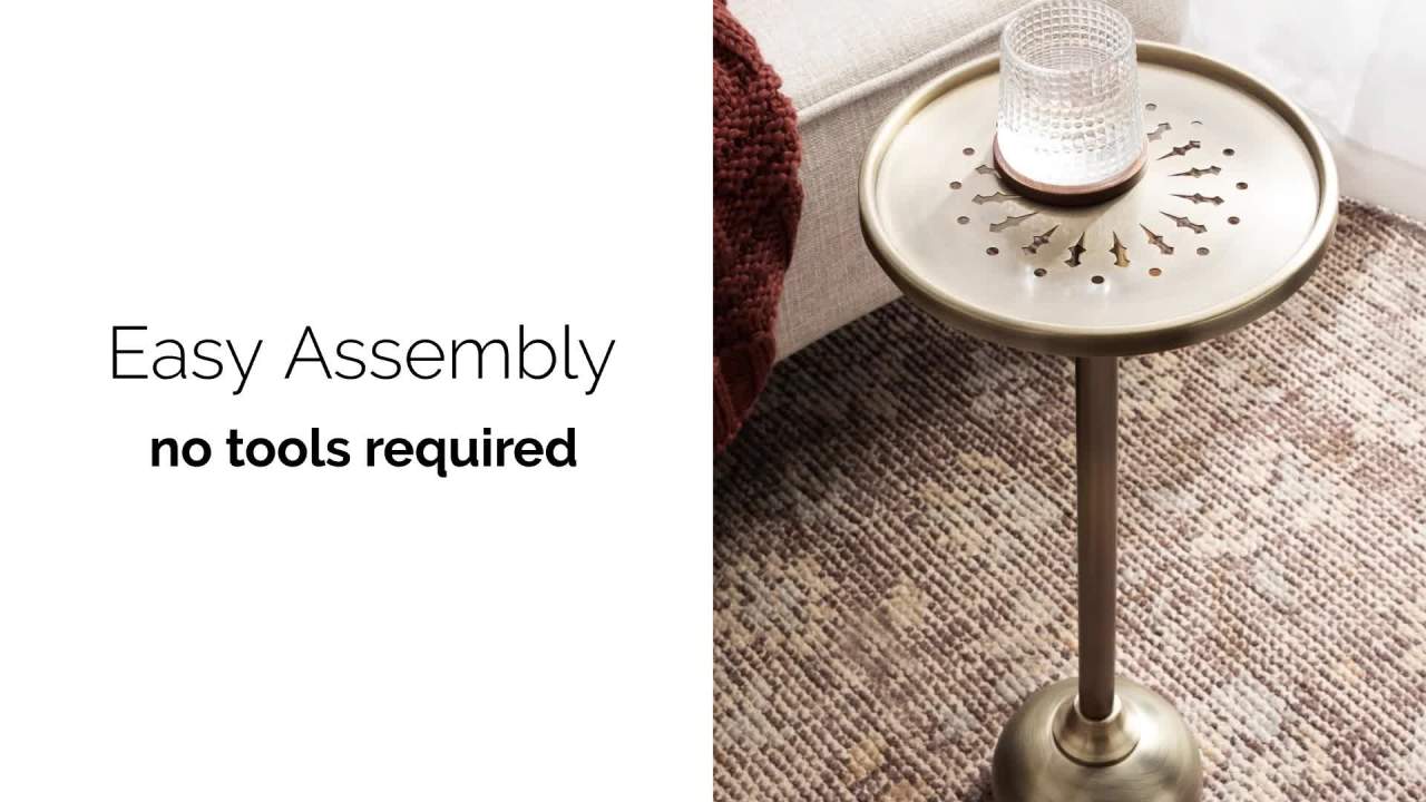 thumbnail video image 2 of Kate and Laurel Miki Modern Pedestal Drink Table, 10 x 10 x 23, Black, Decorative Accent Patio Table for Use as Plant Stand Indoors or Outdoors or as a Living Room Martini Table, 2 of 9