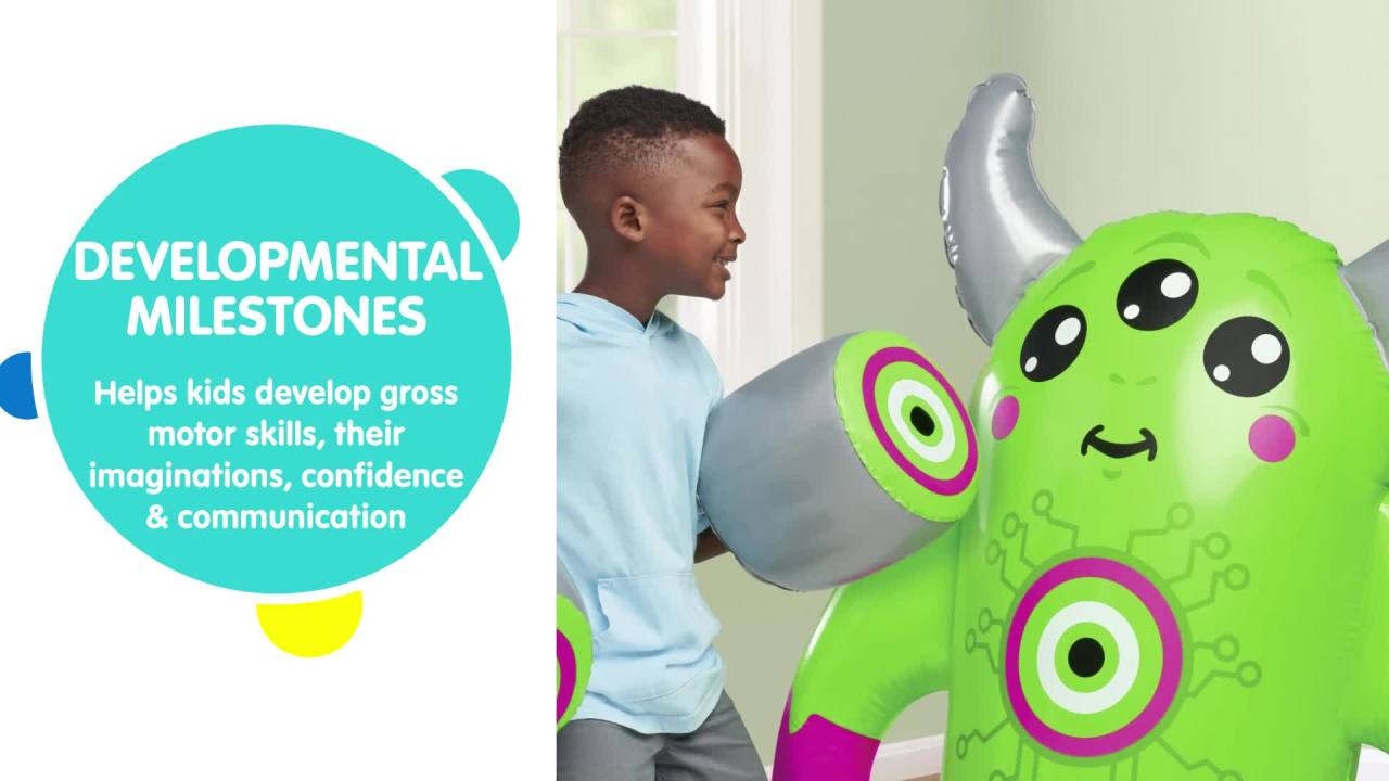 thumbnail video image 2 of Play Day Kids Monster Inflatable Bop Bag with Boxing Gloves - 47 Inch, 2 of 12