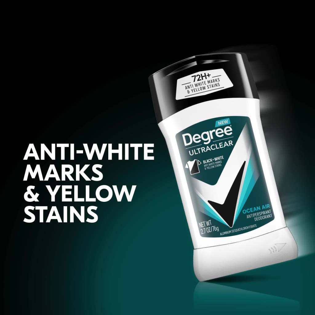 thumbnail video image 2 of Degree Ultra Clear Long Lasting Antiperspirant Deodorant Stick, Ocean Air, 2.7 oz, 2 of 10