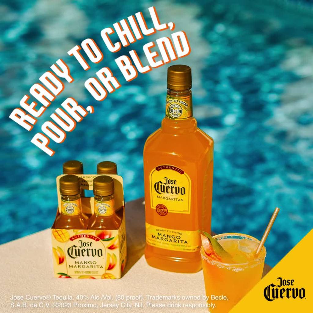 thumbnail video image 2 of Jose Cuervo Authentic Margarita Mango Cocktail, 1.75 L Plastic Bottle, 9.95% ABV, 2 of 7