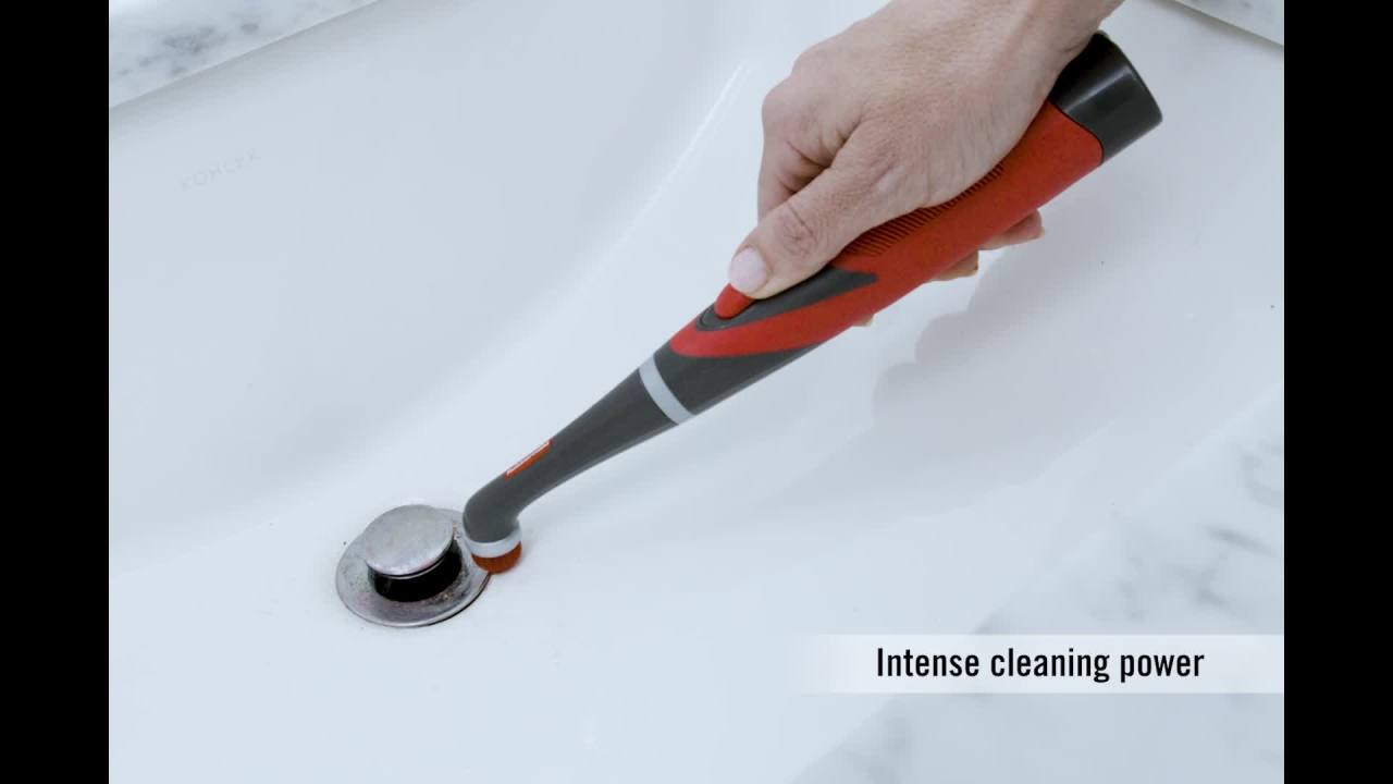 thumbnail video image 2 of Rubbermaid Power Scrubber with 1 All-Purpose Scrubbing Head and 1 Grout Scrubbing Head, 2 of 9