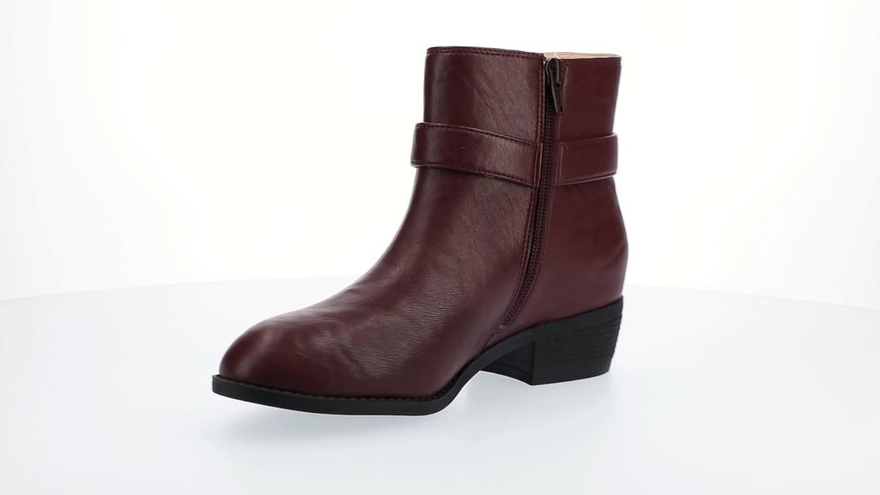thumbnail video image 2 of Journee Womens Devina Almond Toe Block Heel Comfort Ankle Booties, Widths Available, 2 of 10
