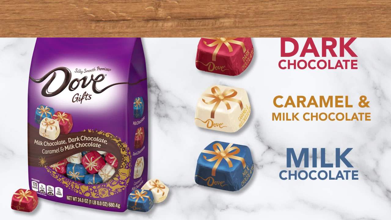 thumbnail video image 2 of (2 pack) Dove Promises Chocolate Christmas Candy Variety Assortment- 24 oz Bag, 2 of 16