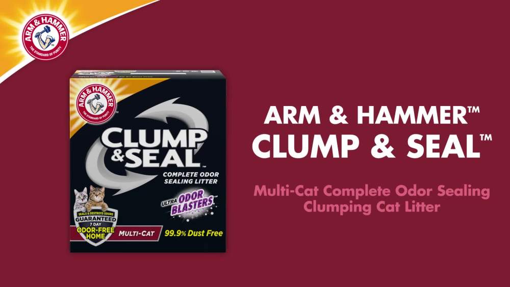 thumbnail video image 2 of ARM & HAMMER Clump & Seal Multi-Cat Complete Odor Sealing Clumping Cat Litter, 14 lb, 2 of 13