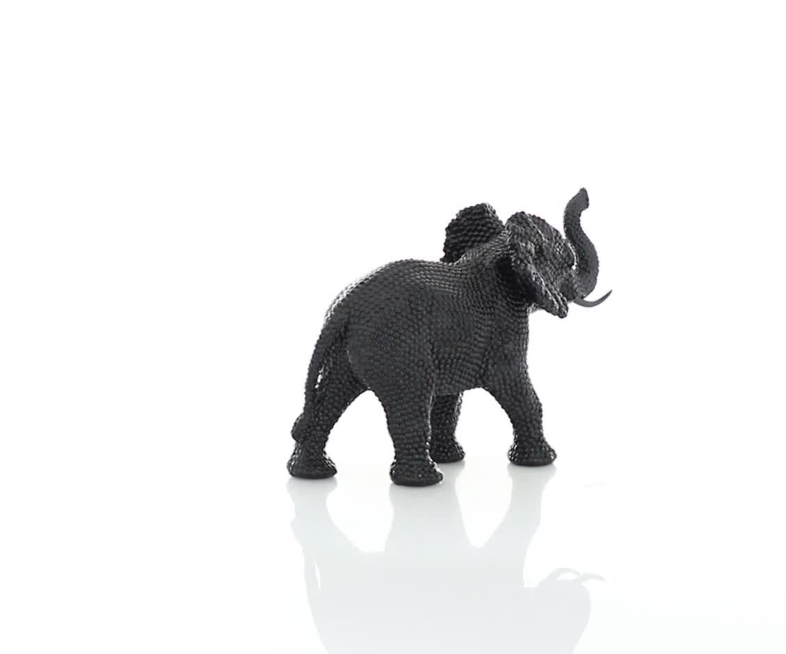 thumbnail video image 2 of 14" x 10" Black Polystone Elephant Sculpture, by DecMode, 2 of 9