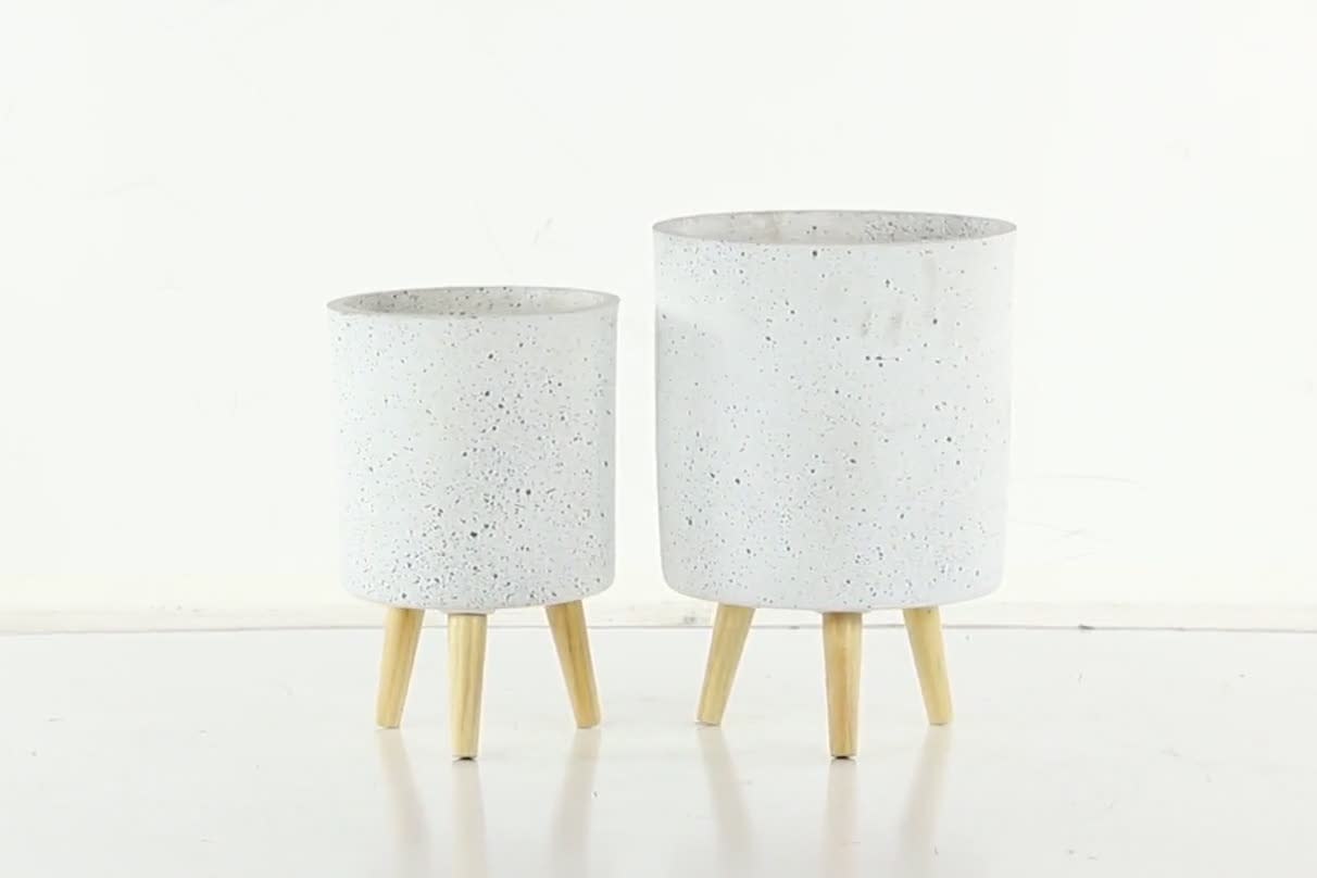 thumbnail video image 2 of DecMode 10 In. Planter, MGO, White, 2 - Pieces, 2 of 13