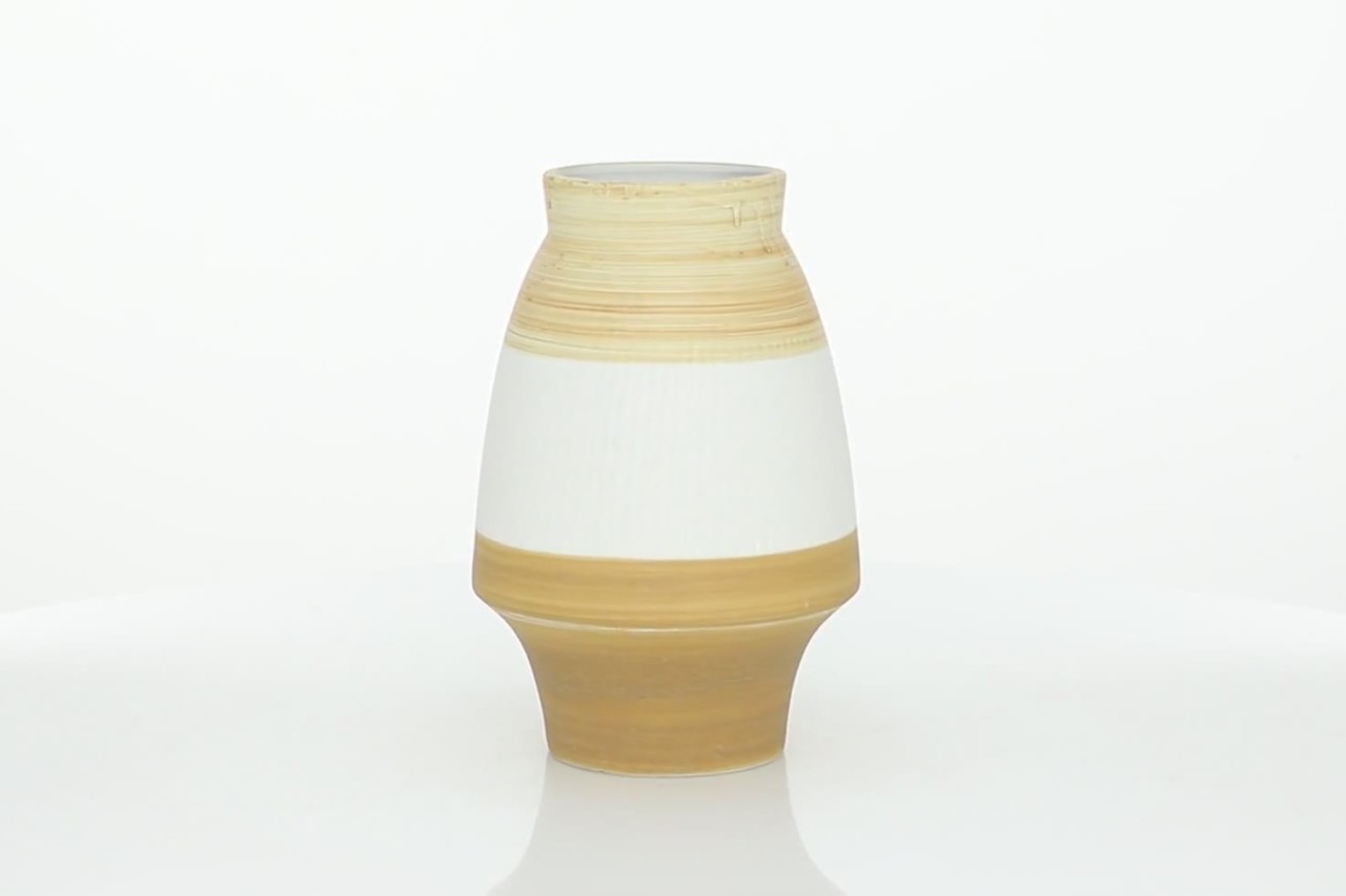 thumbnail video image 2 of DecMode 13" Handmade Brown Ceramic Vase with Terracotta Accents, 2 of 9