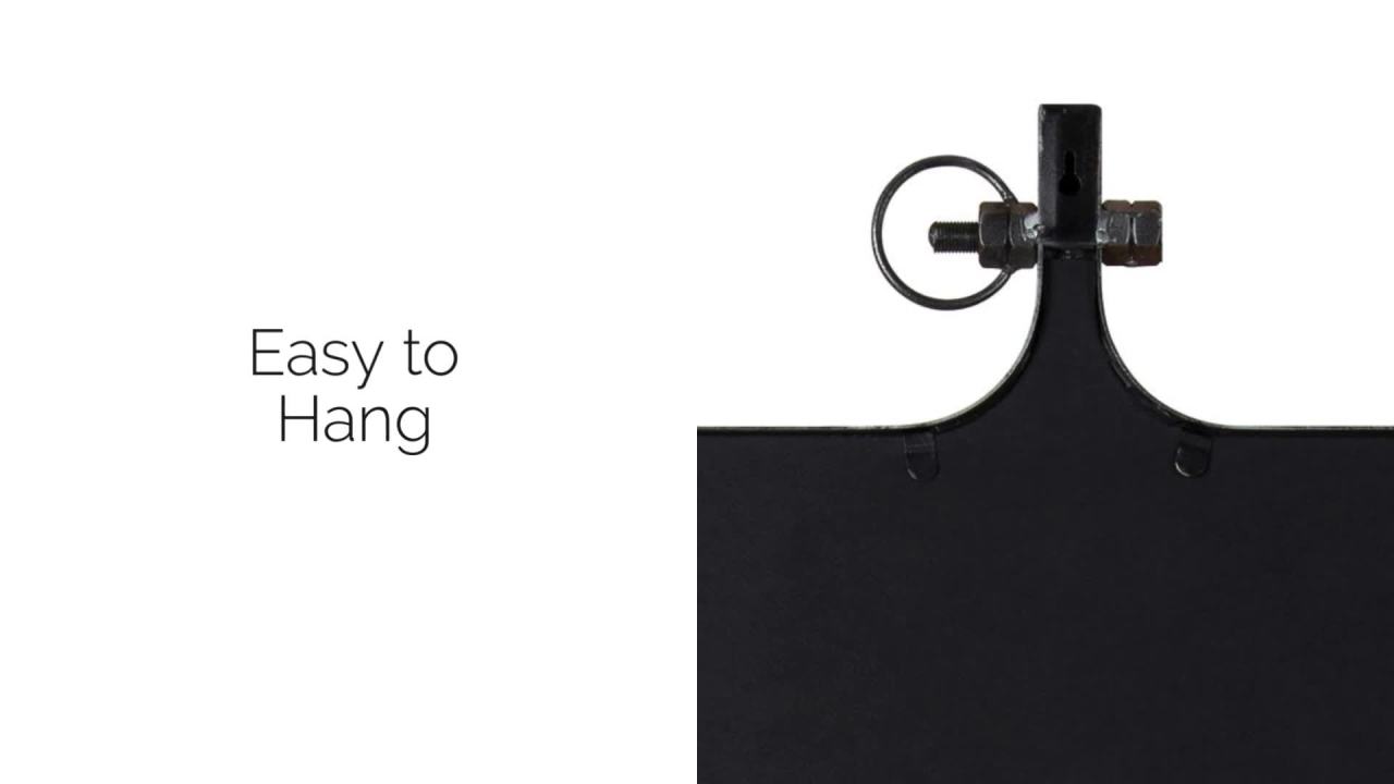 thumbnail video image 2 of Kate and Laurel Yitro Modern Rectangle Wall Mirror, 20 x 35, Black, Decorative Industrial Mirror for Wall, 2 of 7