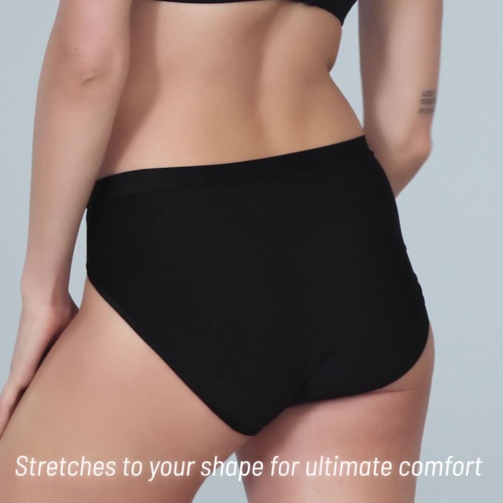 thumbnail video image 2 of Women's Vanity Fair 13291 Beyond Comfort Silky Stretch Hi-Cut Panty (Unwind Print 7), 2 of 2