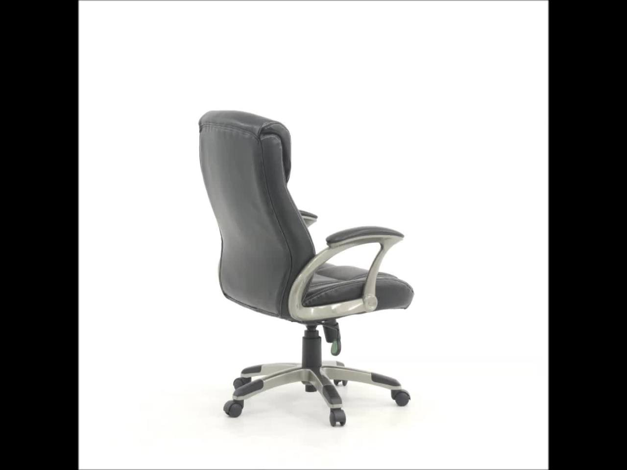 thumbnail video image 2 of Sauder Gruga Leather Manager Chair in Black, 2 of 12