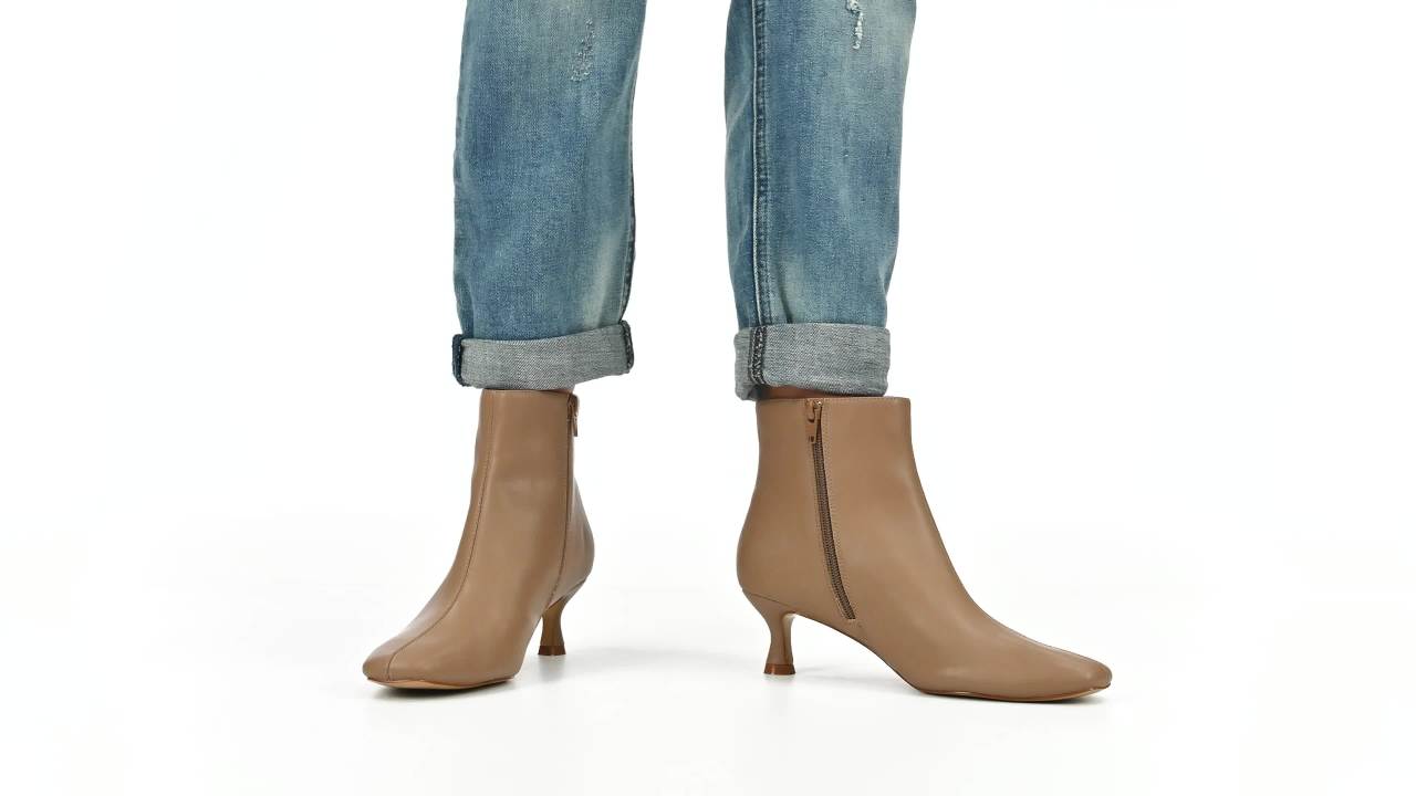 thumbnail video image 2 of Journee Womens Kelssa Square Toe Kitten Heel Ankle Booties, Widths Available, 2 of 10