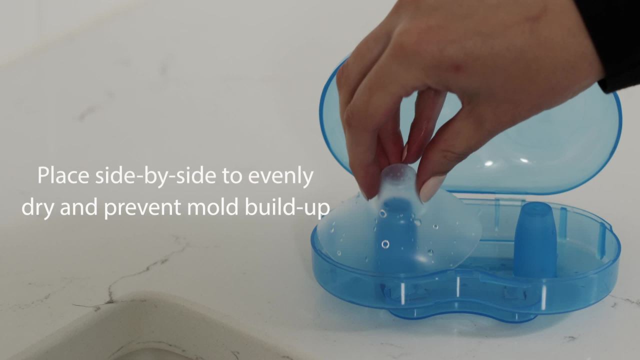 thumbnail video image 2 of Dr. Brown's Nipple Shields with Case, Size 2 (25 mm and Up), Stretch Fit, Latch Difficulties, Flat/inverted Nipples, 100% Silicone, 2 of 8