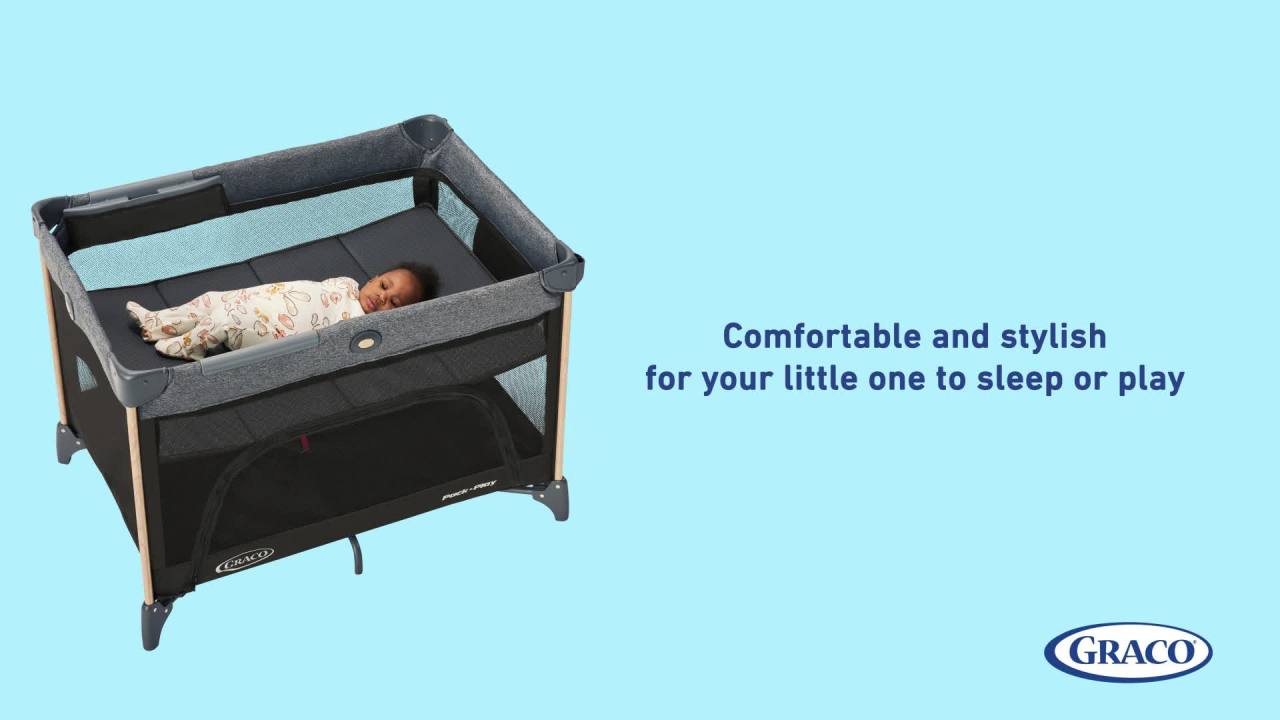 thumbnail video image 2 of Graco Pack n' Play Close2Baby Seat Lux Infant Toddler Playard, Milan Black, 2 of 9