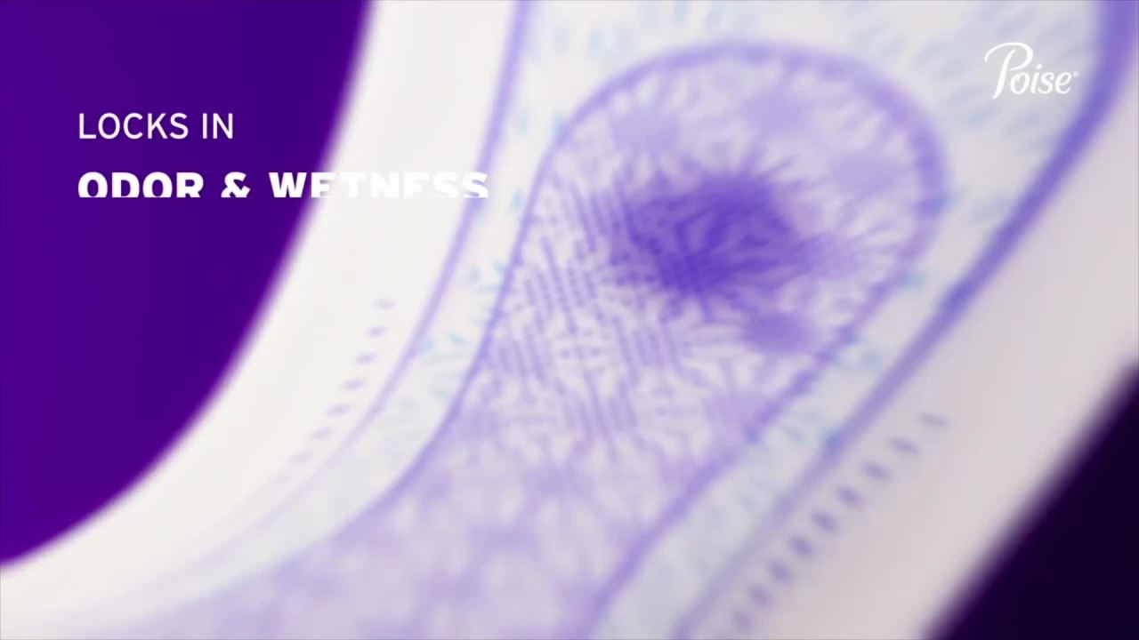 thumbnail video image 2 of Poise Daily Incontinence Panty Liners, 2 Drop Very Light Absorbency, Regular, 48 Count, 2 of 11