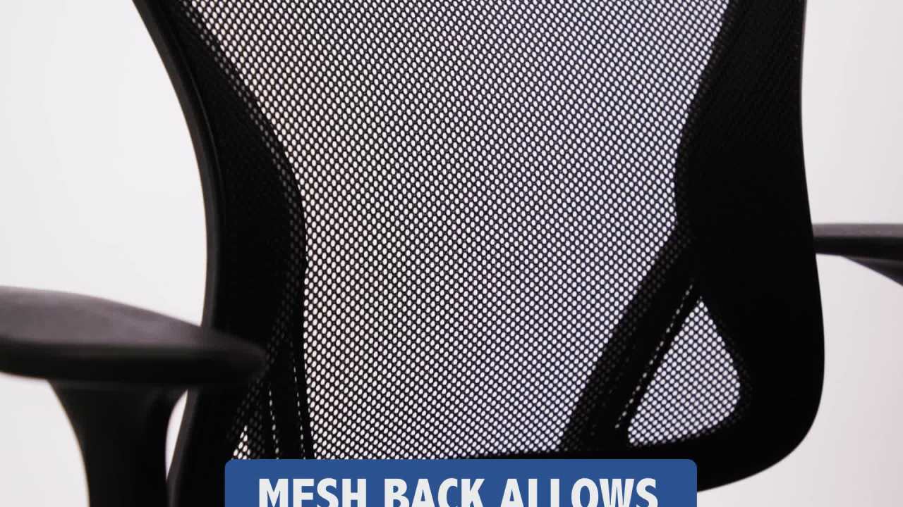 thumbnail video image 2 of Flash Furniture Mid-Back Black Mesh Swivel Task Office Chair with Chrome Base and Arms, 2 of 14