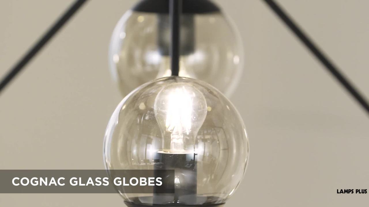 thumbnail video image 2 of Possini Euro Design Gable Black Large Chandelier 41 1/2" Wide Mid Century Modern Cognac Glass Shade 10-Light Fixture for Dining Room Kitchen Island, 2 of 10