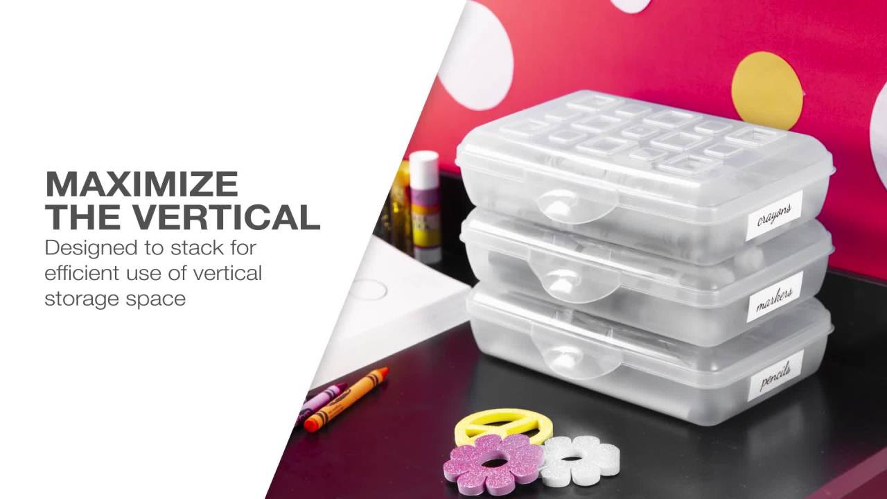 thumbnail video image 2 of Sterilite Small Pencil Box Plastic, Clear, 2 of 8