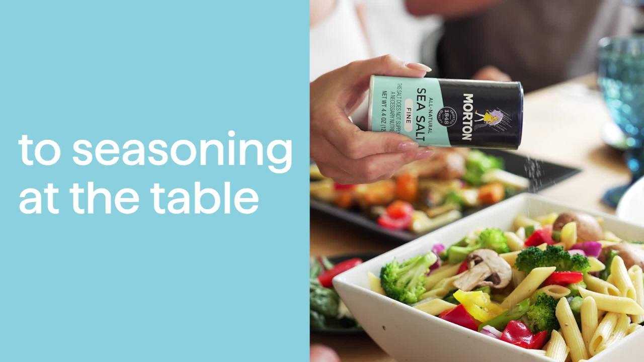 thumbnail video image 2 of Morton All-Natural Fine Sea Salt, 4.4 oz, 2 of 8