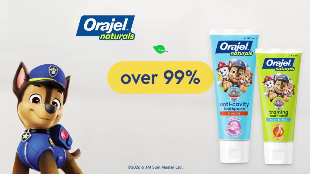 thumbnail video image 2 of Orajel Naturals PAW Patrol Training Toothpaste, Fluoride-Free, Natural Fruity Fun, 3.5 oz, 2 of 13