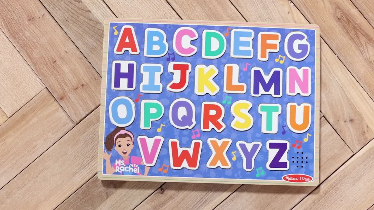 thumbnail video image 2 of Melissa & Doug Ms. Rachel™ Wooden Phonics Alphabet Sound Puzzle with Light-Activated Sound Effects,Toddler Toys for Preschool Boys & Girls Ages 2+, 2 of 11