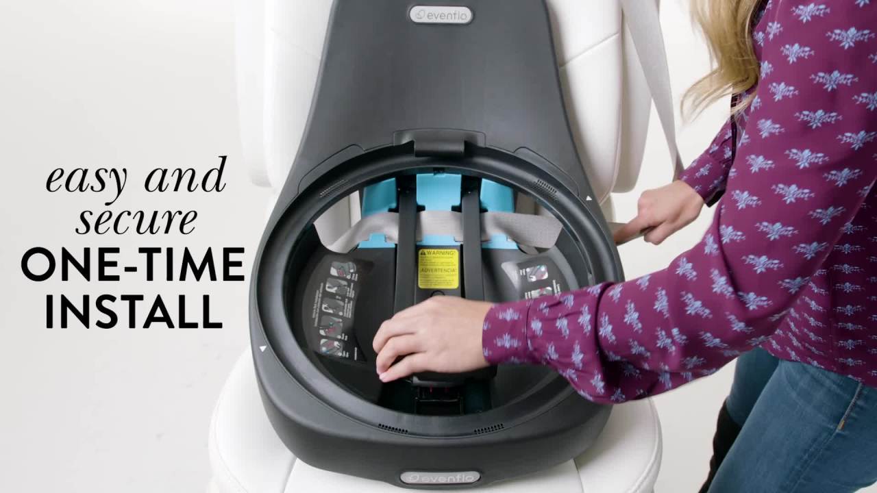 thumbnail video image 2 of Evenflo GOLD Revolve360 Rotational All-In-One Convertible Baby Car Seat (Sapphire Blue), 2 of 12